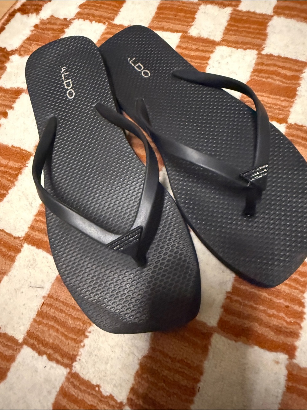 Aldo Black Textured Flip-Flop Sandals